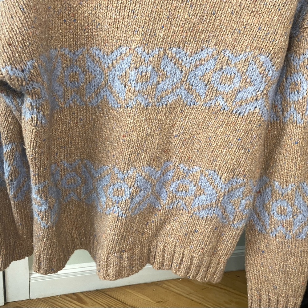 Elsamanda Anthropologie Women’s Italian Wool Marled Blue‎ Stripe Sweater Large - Picture 7 of 7